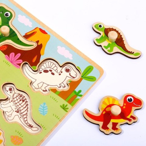 TOOKY TOY Drewniane Puzzle Montessori Układanka Dinozaury Kształty TOOKY TOY Drewniane Puzzle Montessori Układanka Dinozaury Kształty