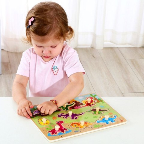 TOOKY TOY Drewniane Puzzle Montessori Układanka Dinozaury Kształty TOOKY TOY Drewniane Puzzle Montessori Układanka Dinozaury Kształty