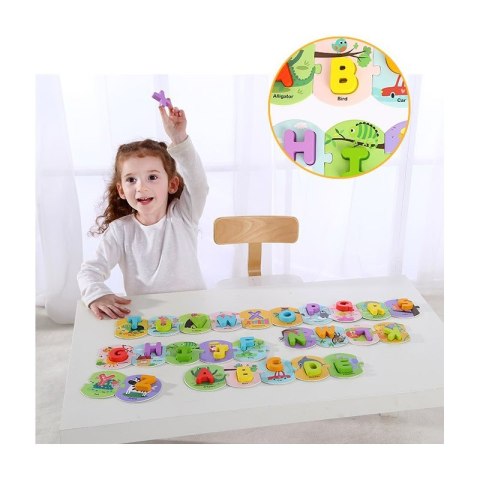 TOOKY TOY Drewniane Puzzle Montessori Układanka Nauka Alfabetu Liter Słów Alfabet Grube Klocki 26 el. TOOKY TOY Drewniane Puzzle Montessori Układanka Nauka Alfabetu Liter Słów Alfabet Grube Klocki 26 el.