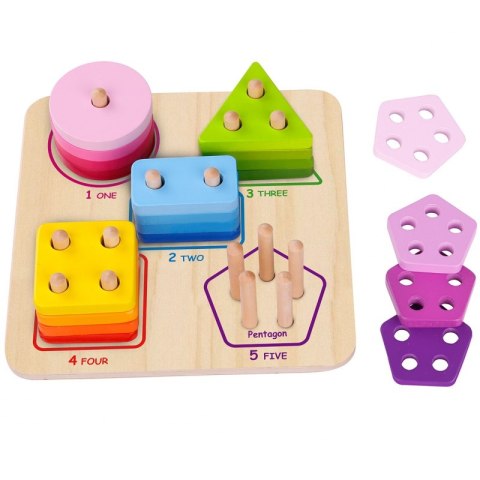 TOOKY TOY Drewniany Sorter Geometryczny Nauka Kształtów Liczenia TOOKY TOY Drewniany Sorter Geometryczny Nauka Kształtów Liczenia