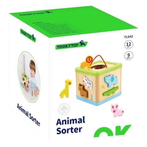 TOOKY TOY Drewniany Sorter Kostka Edukacyjna Zwierzątka TOOKY TOY Drewniany Sorter Kostka Edukacyjna Zwierzątka