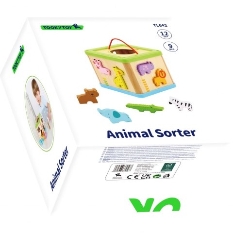 TOOKY TOY Drewniany Sorter Kostka Edukacyjna Zwierzątka TOOKY TOY Drewniany Sorter Kostka Edukacyjna Zwierzątka