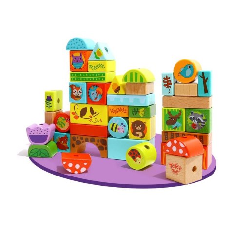 TOOKY TOY Układanka Klocki Do Nawlekania o Tematyce Lasu TOOKY TOY Układanka Klocki Do Nawlekania o Tematyce Lasu