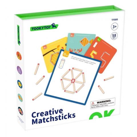 TOOKY TOY Drewniana Układanka Montessori Gra Logiczna Łamigłówki Zapałki Magnetyczne dla Dzieci 58 el. TOOKY TOY Drewniana Układanka Montessori Gra Logiczna Łamigłówki Zapałki Magnetyczne dla Dzieci 58 el.