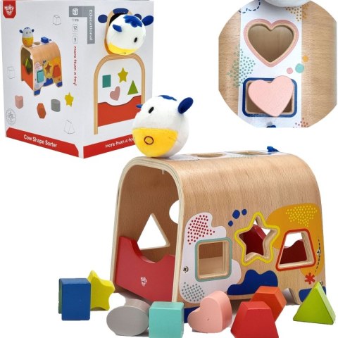 TOOKY TOY Drewniany Sorter Kształtów Krówka Klocki Kształty 6 el. TOOKY TOY Drewniany Sorter Kształtów Krówka Klocki Kształty 6 el.