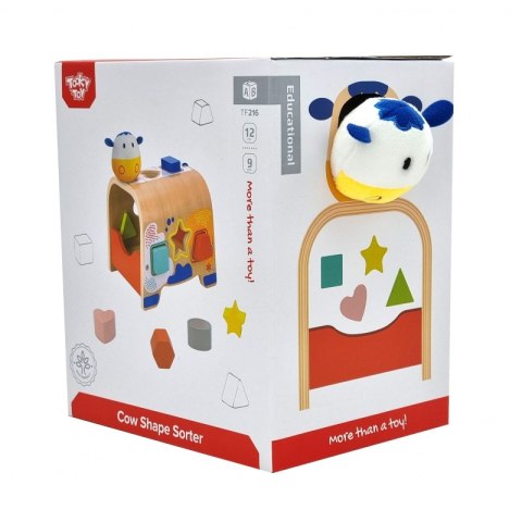 TOOKY TOY Drewniany Sorter Kształtów Krówka Klocki Kształty 6 el. TOOKY TOY Drewniany Sorter Kształtów Krówka Klocki Kształty 6 el.