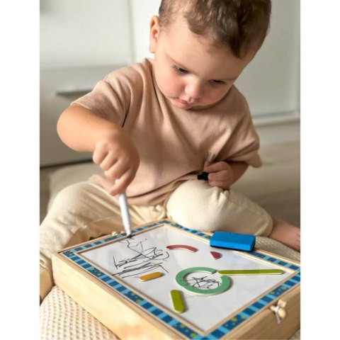 TOOKY TOY Tablica Magnetyczna Kredowa 2w1 Układanka Puzzle Kształty 117 el. Certyfikat FSC