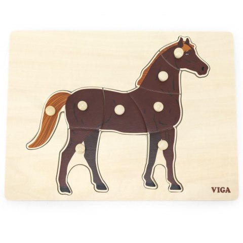 VIGA Drewniane Puzzle Montessori Koń z Pinezkami VIGA Drewniane Puzzle Montessori Koń z Pinezkami