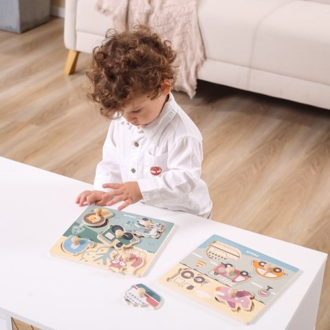 VIGA PolarB Drewniane Puzzle Pojazdy z Pinezkami VIGA PolarB Drewniane Puzzle Pojazdy z Pinezkami