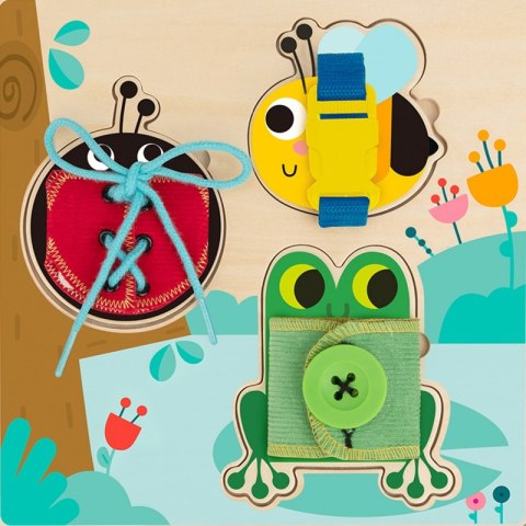TOOKY TOY Drewniana Tablica Edukacyjna Sorter Trening Ćwiczenia Sznurek Guzik Klamerka TOOKY TOY Drewniana Tablica Edukacyjna Sorter Trening Ćwiczenia Sznurek Guzik Klamerka