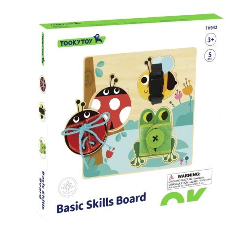 TOOKY TOY Drewniana Tablica Edukacyjna Sorter Trening Ćwiczenia Sznurek Guzik Klamerka TOOKY TOY Drewniana Tablica Edukacyjna Sorter Trening Ćwiczenia Sznurek Guzik Klamerka