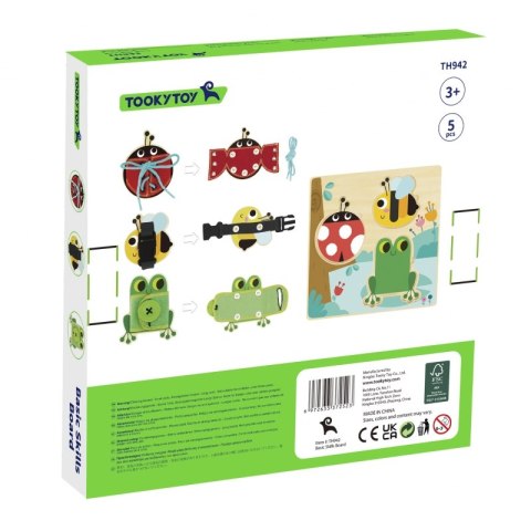 TOOKY TOY Drewniana Tablica Edukacyjna Sorter Trening Ćwiczenia Sznurek Guzik Klamerka TOOKY TOY Drewniana Tablica Edukacyjna Sorter Trening Ćwiczenia Sznurek Guzik Klamerka