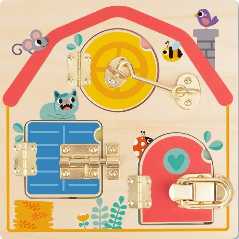 Tooky Toy Drewniana Tablica Manipulacyjna Otwieranie i Zamykanie Zamków ze Zwierzątkami Tooky Toy Drewniana Tablica Manipulacyjna Otwieranie i Zamykanie Zamków ze Zwierzątkami