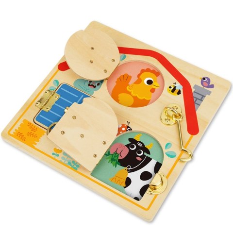 Tooky Toy Drewniana Tablica Manipulacyjna Otwieranie i Zamykanie Zamków ze Zwierzątkami Tooky Toy Drewniana Tablica Manipulacyjna Otwieranie i Zamykanie Zamków ze Zwierzątkami