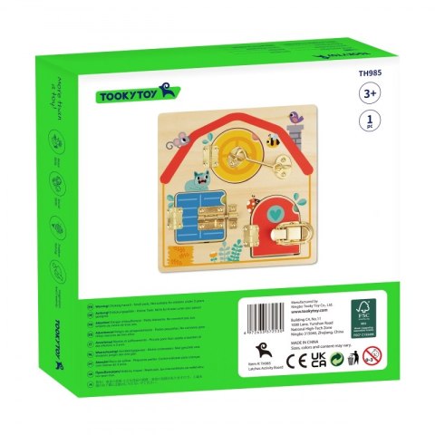 Tooky Toy Drewniana Tablica Manipulacyjna Otwieranie i Zamykanie Zamków ze Zwierzątkami Tooky Toy Drewniana Tablica Manipulacyjna Otwieranie i Zamykanie Zamków ze Zwierzątkami