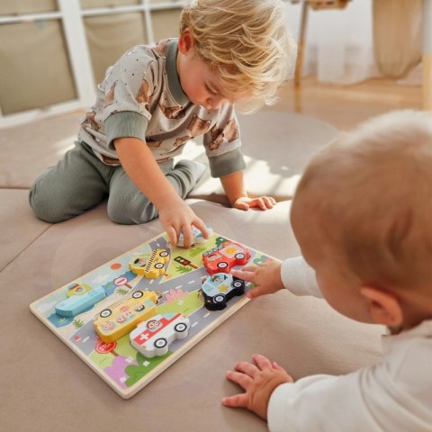 TOOKY TOY Drewniane Puzzle Montessori Pojazdy Samochody Samolot Statek Miasto Dopasuj Kształty TOOKY TOY Drewniane Puzzle Montessori Pojazdy Samochody Samolot Statek Miasto Dopasuj Kształty