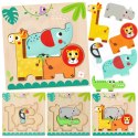 TOOKY TPY Drewniane Puzzle Montessori Wielowarstwowe Tablica Zwierzątka Leśne 7 el.