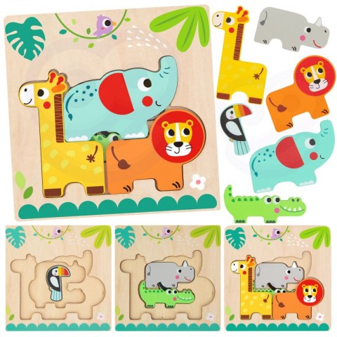 TOOKY TPY Drewniane Puzzle Montessori Wielowarstwowe Tablica Zwierzątka Leśne 7 el. TOOKY TPY Drewniane Puzzle Montessori Wielowarstwowe Tablica Zwierzątka Leśne 7 el.