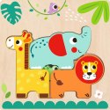 TOOKY TPY Drewniane Puzzle Montessori Wielowarstwowe Tablica Zwierzątka Leśne 7 el.