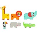 TOOKY TPY Drewniane Puzzle Montessori Wielowarstwowe Tablica Zwierzątka Leśne 7 el.