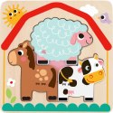 TOOKY TOY Drewniane Puzzle Montessori Wielowarstwowe Tablica Zwierzątka na Farmie 7 el.