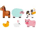 TOOKY TOY Drewniane Puzzle Montessori Wielowarstwowe Tablica Zwierzątka na Farmie 7 el.