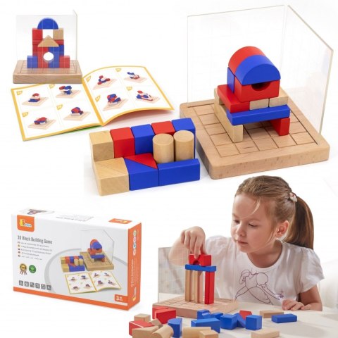 VIGA Drewniana Gra Budowanie Klocki 3D Montessori VIGA Drewniana Gra Budowanie Klocki 3D Montessori