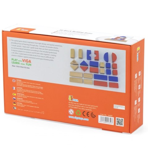 VIGA Drewniana Gra Budowanie Klocki 3D Montessori VIGA Drewniana Gra Budowanie Klocki 3D Montessori