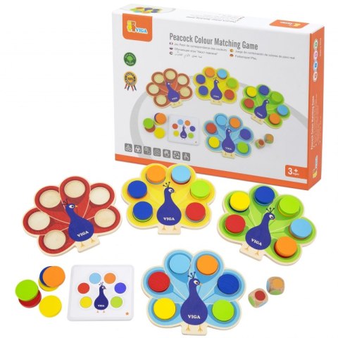 VIGA Drewniana Gra Dopasuj Kolory Pawi Ogon Montessori + Karty VIGA Drewniana Gra Dopasuj Kolory Pawi Ogon Montessori + Karty