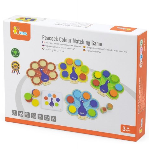 VIGA Drewniana Gra Dopasuj Kolory Pawi Ogon Montessori + Karty VIGA Drewniana Gra Dopasuj Kolory Pawi Ogon Montessori + Karty