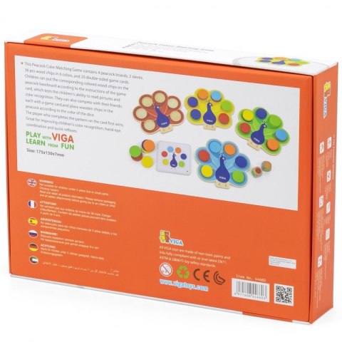 VIGA Drewniana Gra Dopasuj Kolory Pawi Ogon Montessori + Karty VIGA Drewniana Gra Dopasuj Kolory Pawi Ogon Montessori + Karty