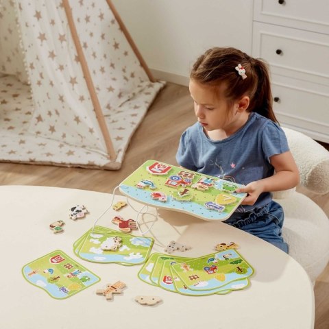 VIGA Drewniana Sznurowanka Przeplatanka Zwierzęta na Farmie Montessori VIGA Drewniana Sznurowanka Przeplatanka Zwierzęta na Farmie Montessori