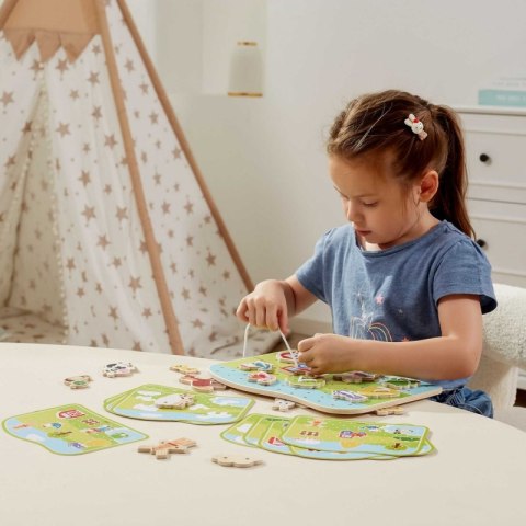 VIGA Drewniana Sznurowanka Przeplatanka Zwierzęta na Farmie Montessori VIGA Drewniana Sznurowanka Przeplatanka Zwierzęta na Farmie Montessori
