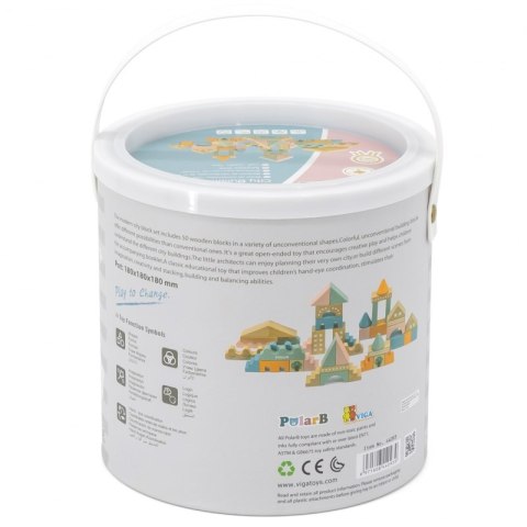 VIGA PolarB Drewniane Klocki Bloki Miejskie 50 elementów Montessori VIGA PolarB Drewniane Klocki Bloki Miejskie 50 elementów Montessori