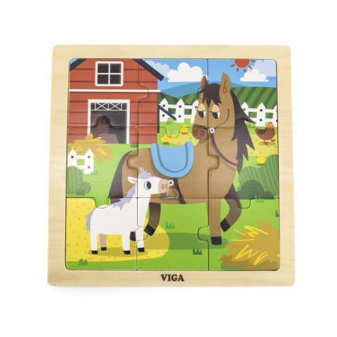 VIGA Poręczne Drewniane Puzzle Konie 9 elementów VIGA Poręczne Drewniane Puzzle Konie 9 elementów
