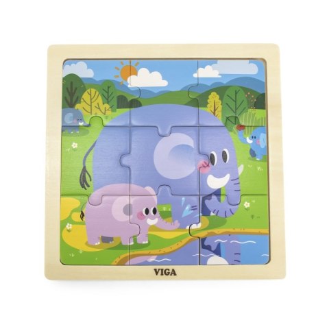 VIGA Poręczne Drewniane Puzzle Słoniki 9 elementów VIGA Poręczne Drewniane Puzzle Słoniki 9 elementów