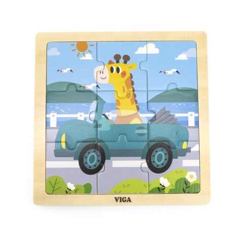 VIGA Poręczne Drewniane Puzzle Żyrafa w aucie 9 elementów VIGA Poręczne Drewniane Puzzle Żyrafa w aucie 9 elementów