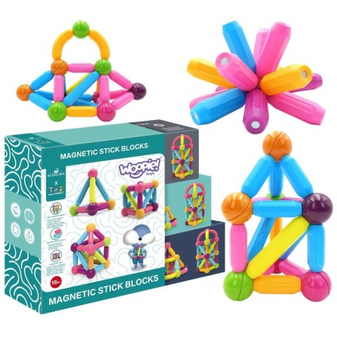 WOOPIE Magnetyczne Klocki Konstrukcyjne Edukacyjne Duże Grube 38 el. WOOPIE Magnetyczne Klocki Konstrukcyjne Edukacyjne Duże Grube 38 el.