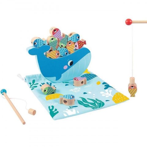TOOKY TOY Drewniana Gra Wieloryb i Rybki Wielofunkcyjna 4 w 1 TOOKY TOY Drewniana Gra Wieloryb i Rybki Wielofunkcyjna 4 w 1