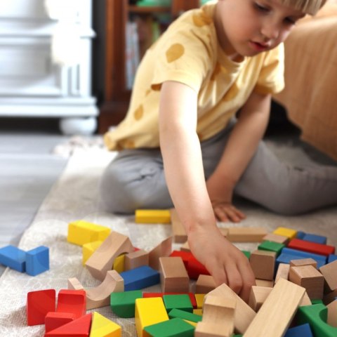 TOOKY TOY Drewniane Kolorowe Klocki Do Układania Figury Montessori TOOKY TOY Drewniane Kolorowe Klocki Do Układania Figury Montessori