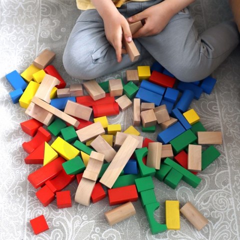 TOOKY TOY Drewniane Kolorowe Klocki Do Układania Figury Montessori TOOKY TOY Drewniane Kolorowe Klocki Do Układania Figury Montessori