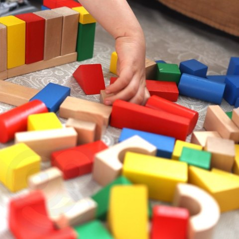 TOOKY TOY Drewniane Kolorowe Klocki Do Układania Figury Montessori TOOKY TOY Drewniane Kolorowe Klocki Do Układania Figury Montessori