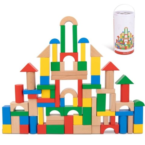 TOOKY TOY Drewniane Kolorowe Klocki Do Układania Figury Montessori TOOKY TOY Drewniane Kolorowe Klocki Do Układania Figury Montessori