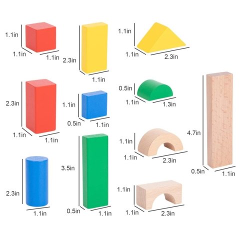 TOOKY TOY Drewniane Kolorowe Klocki Do Układania Figury Montessori TOOKY TOY Drewniane Kolorowe Klocki Do Układania Figury Montessori