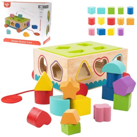 TOOKY TOY Drewniany Sorter Wózek Klocki 16 el. TOOKY TOY Drewniany Sorter Wózek Klocki 16 el.