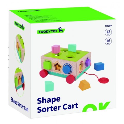 TOOKY TOY Drewniany Sorter Wózek Klocki 16 el. TOOKY TOY Drewniany Sorter Wózek Klocki 16 el.