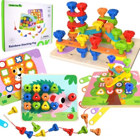 TOOKY TOY Wielofunkcyjna Tablica Zestaw Kolorowych Śrubek Nauka Kształtów TOOKY TOY Wielofunkcyjna Tablica Zestaw Kolorowych Śrubek Nauka Kształtów