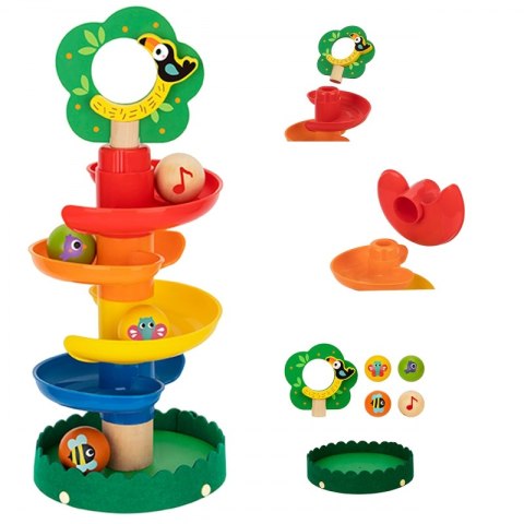 Tooky Toy Drewniany Kulodrom ze Zwierzątkami Tor Kulkowy Spirala + 4 Kulki Tooky Toy Drewniany Kulodrom ze Zwierzątkami Tor Kulkowy Spirala + 4 Kulki