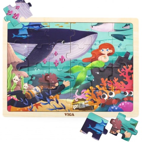 VIGA Drewniane Puzzle Układanka 24 el. Sekrety Morza VIGA Drewniane Puzzle Układanka 24 el. Sekrety Morza