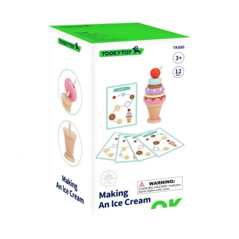 TOOKY TOY Lody Drewniane Układanka Cukiernik dla Dzieci 12 el. TOOKY TOY Lody Drewniane Układanka Cukiernik dla Dzieci 12 el.